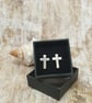 Sterling Silver 925 Unisex Cross Stud Earrings - Image 7