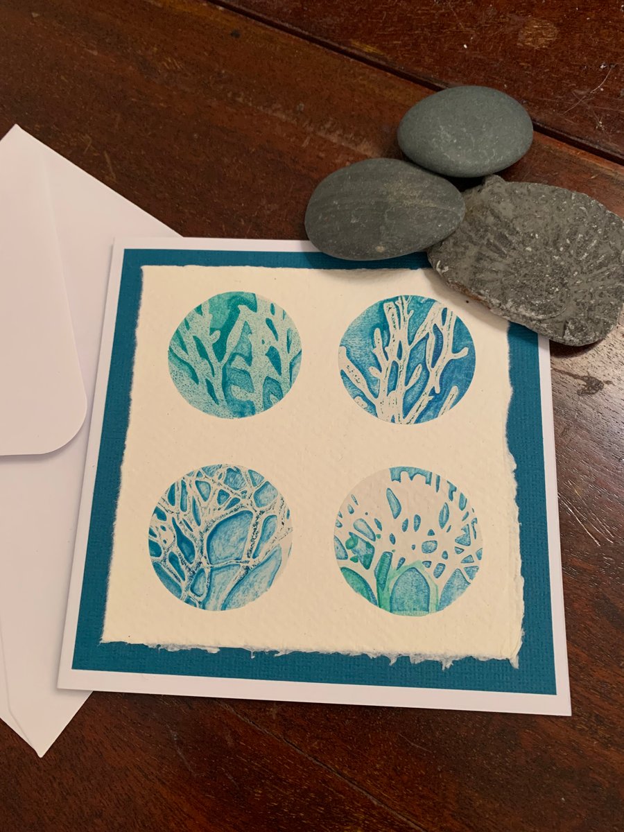 Original seaweed gelli print card