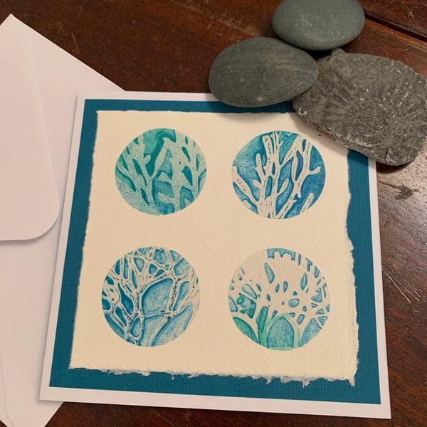 Original seaweed gelli print card