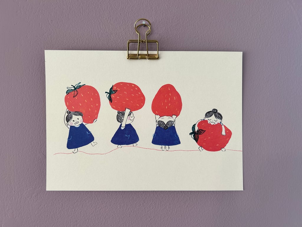Strawberry Girls Print A4