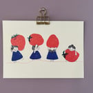 Strawberry Girls Print A4