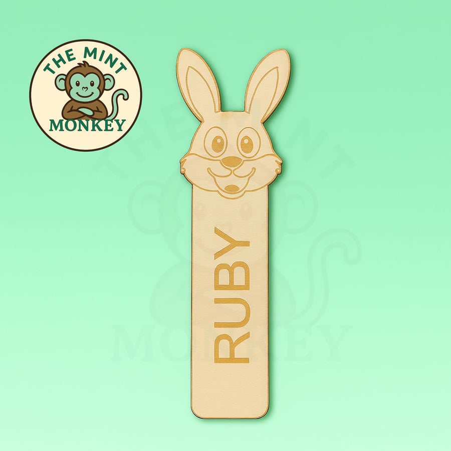 Personalized Engraved Birch Wood Rabbit Bookmark: Gift for Book Lovers