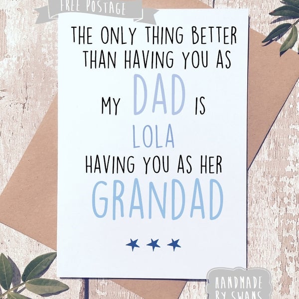 Personalised card for dad, dad birthday card,grandad card,card for dad birthday