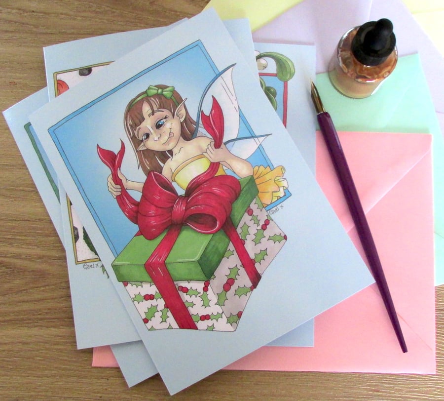 Set of 4 Fairy Christmas Cards