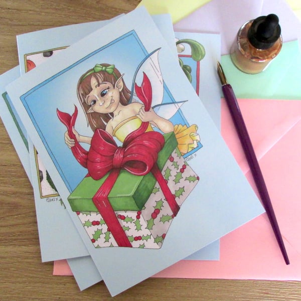 Set of 4 Fairy Christmas Cards