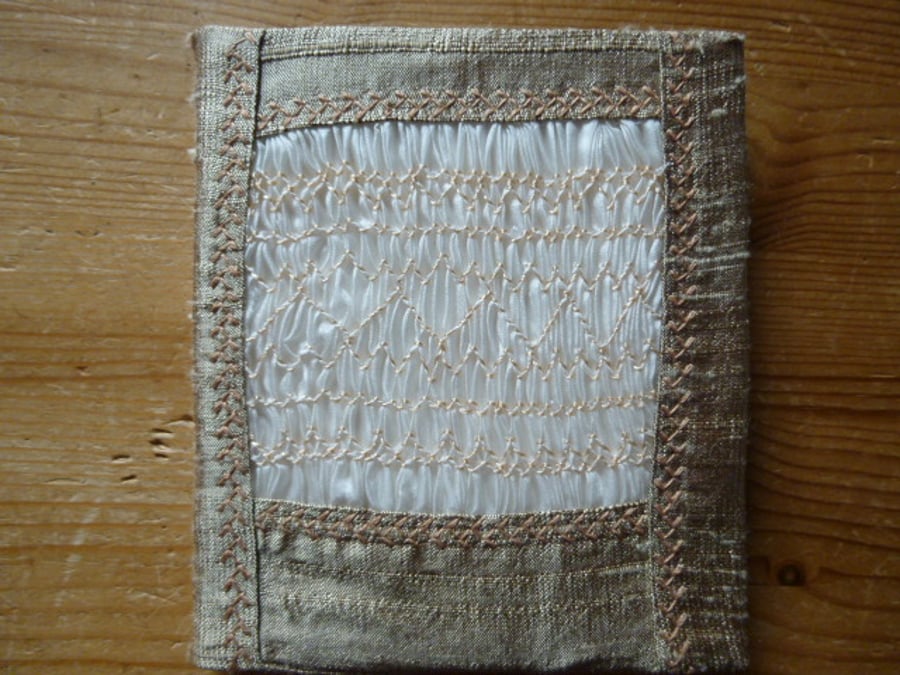 Hand Smocked Light Gold Silk Needlecase, N5