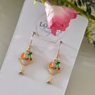 Martini Cocktail Drop Earrings, Fun Fruity Drink Charms, Handmade Jewellery 