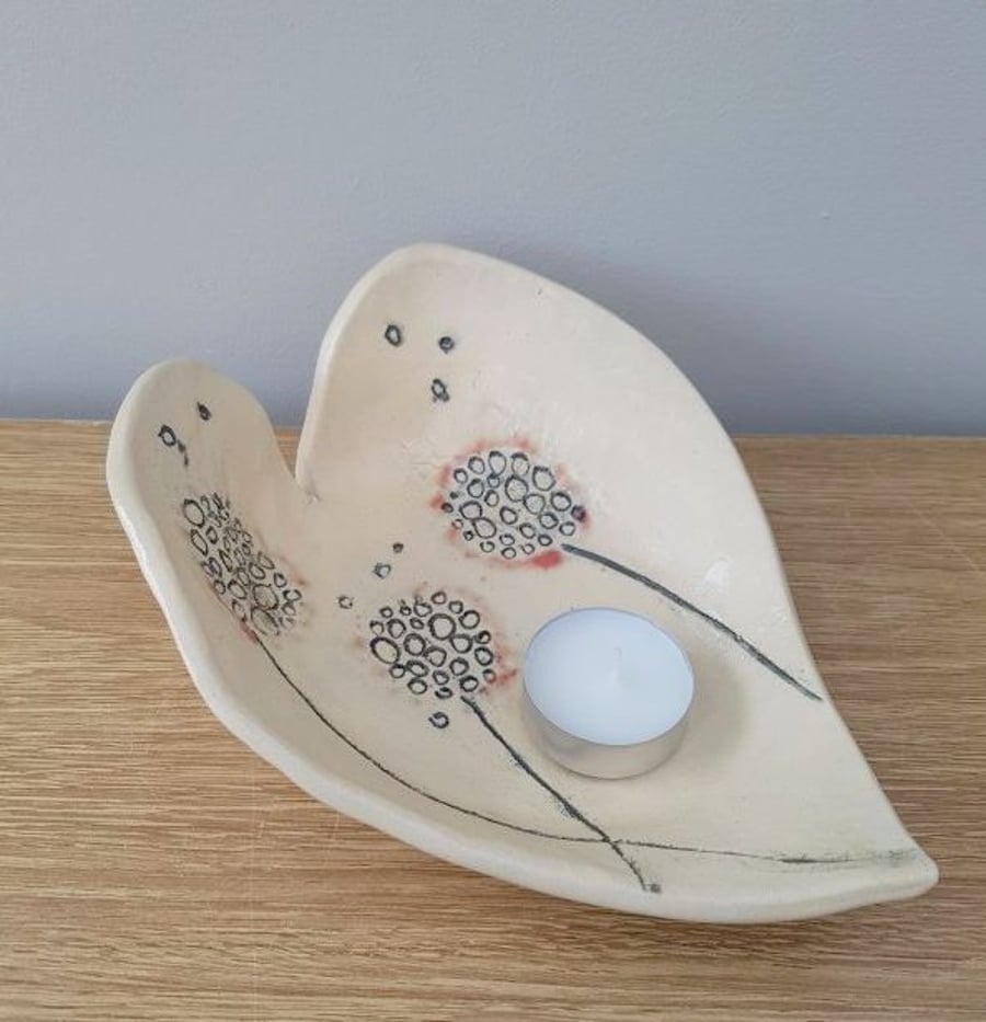 Ceramic Heart Dandelion Bowl