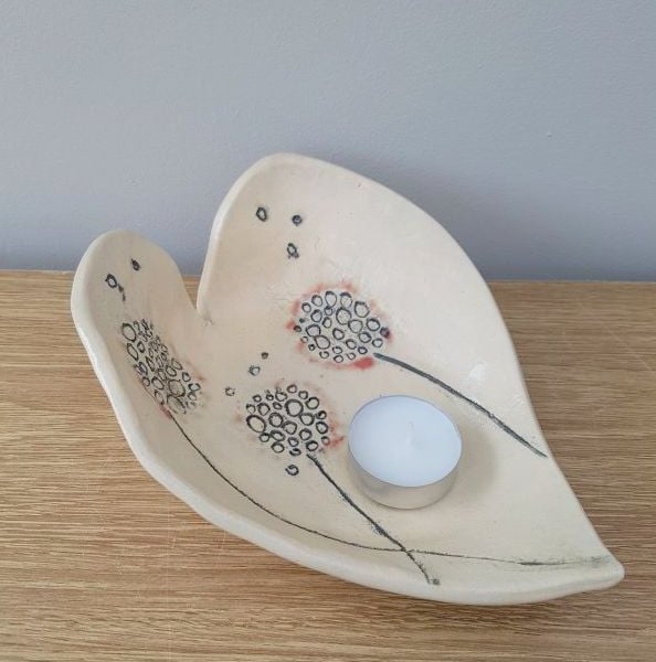 Ceramic Heart Dandelion Bowl