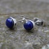 Lapis Lazuli stud earrings sterling silver, gemstone studs