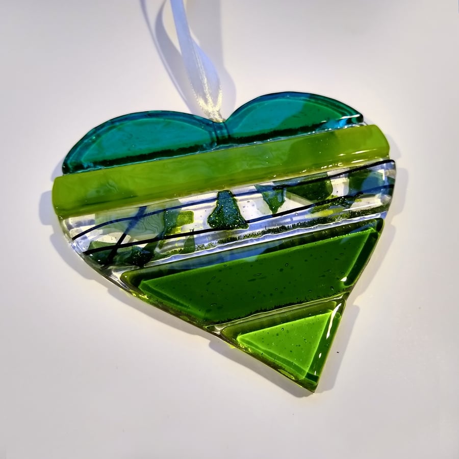 Green textured fused glass light-catcher