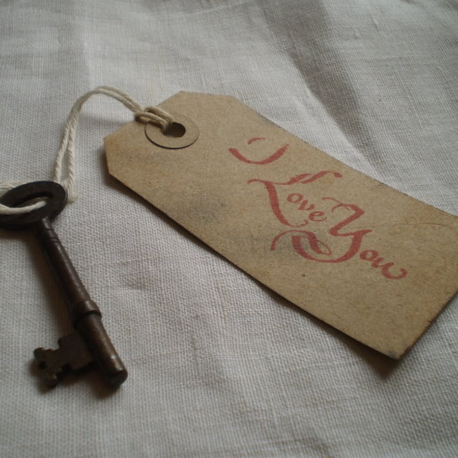 Vintage Key I Love You Gift Tag