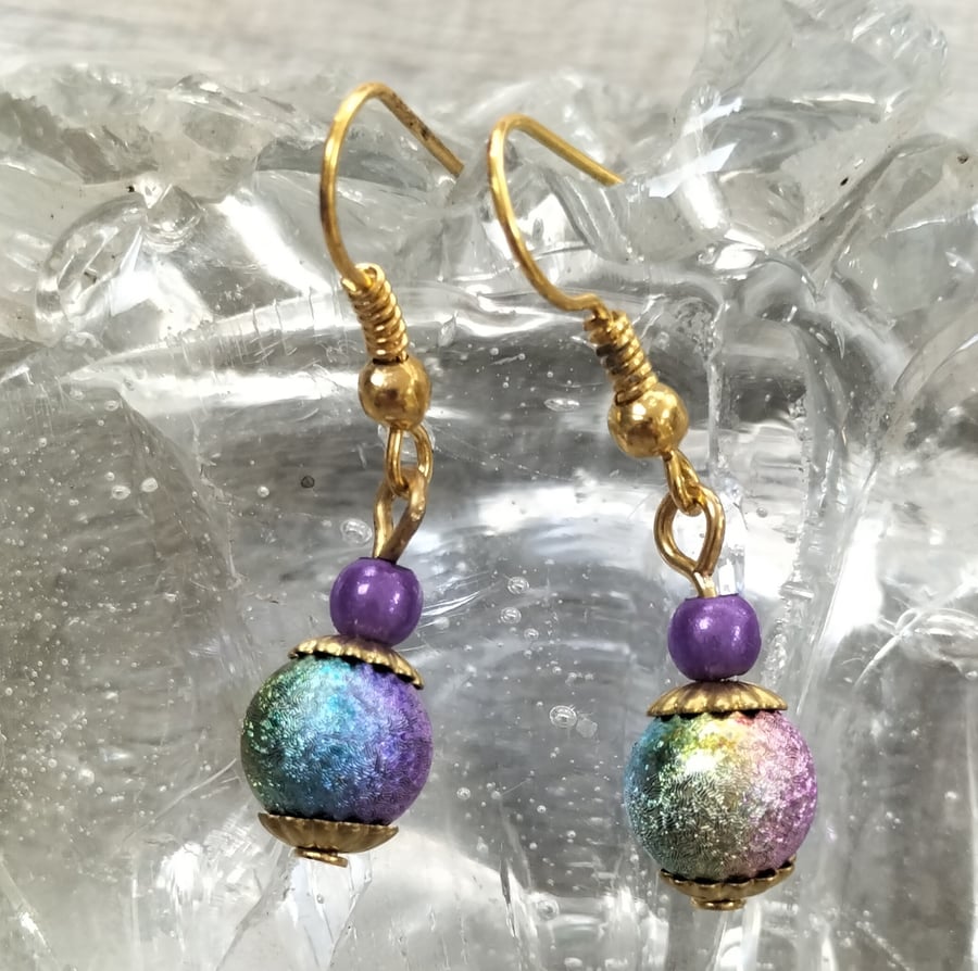 Purple rainbow miracle bead drops 