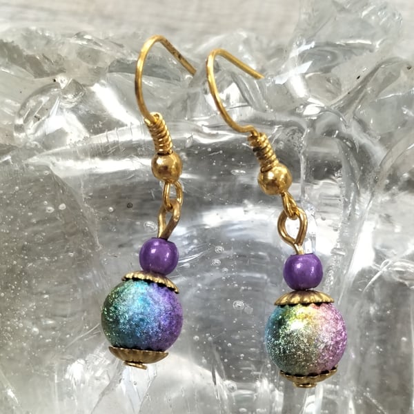 Purple rainbow miracle bead drops 