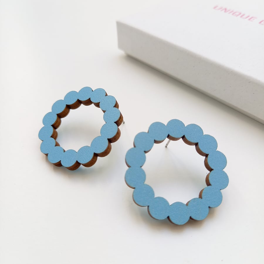 Sara Loop Stud Earrings Blue