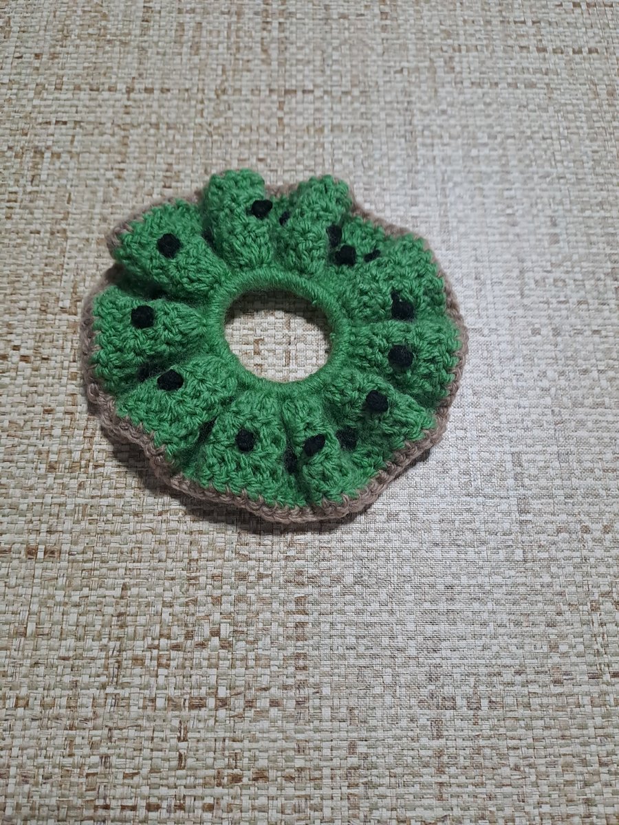kiwi fruit designed crochet scrunchie bobble