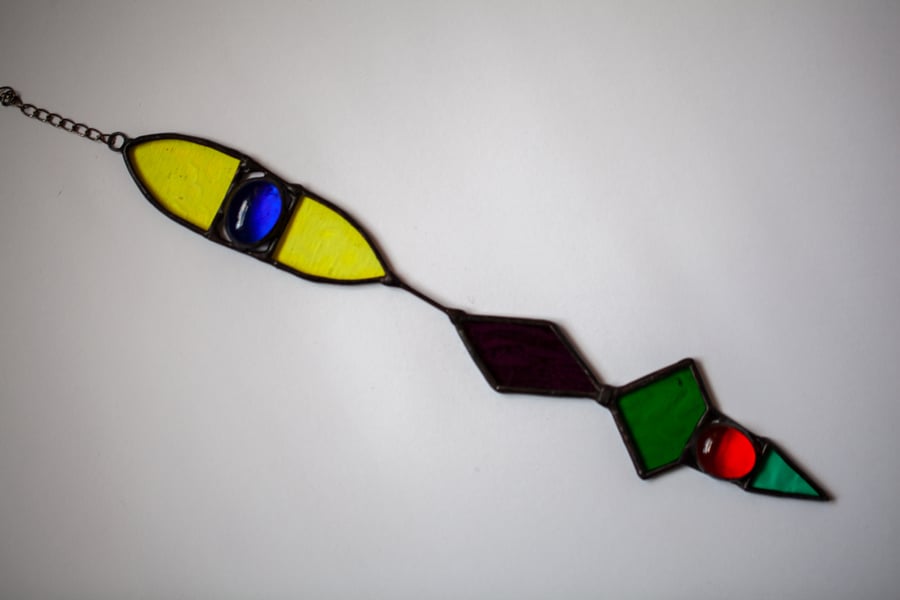 Stained Glass Suncatcher Colourful Abstract Wall or Window Hanging
