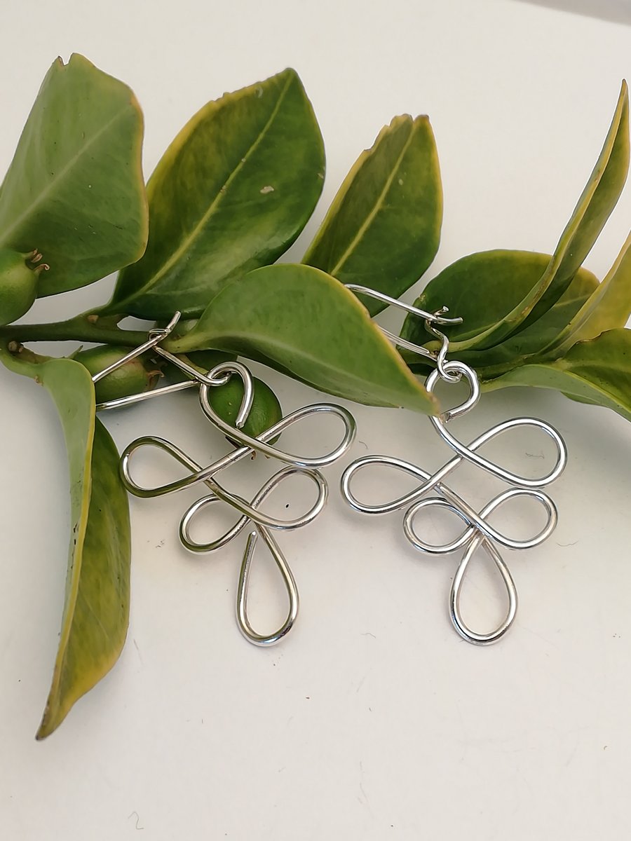 sterling silver elegant abstract curved earrings