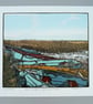 Boats and Reeds- Brancaster Staithe- Linocut Print - Image 3