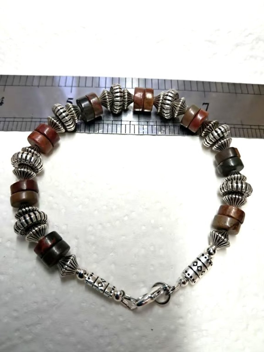  Handmade Beaded Natural Picasso Jasper Bracelet 