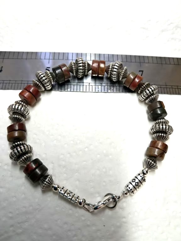  Handmade Beaded Natural Picasso Jasper Bracelet 