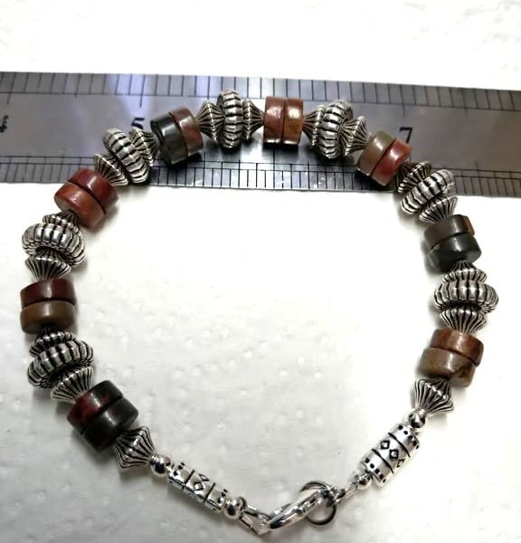  Handmade Beaded Natural Picasso Jasper Bracelet 