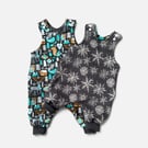 Cosy Winter Forest and Snowflake Reversible Romper - sizes up to 9-12mths 