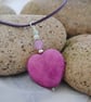 Purple jade heart and amazonite pendant necklace - Image 3