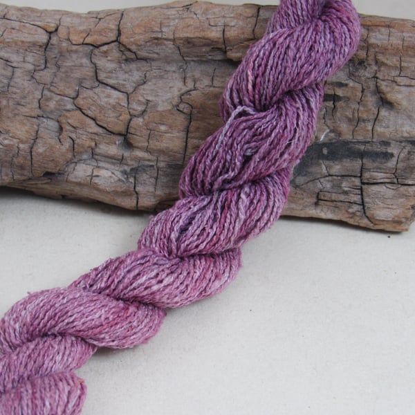 40m Natural Cochineal and Indigo Dye Lilac Bourette Noil Silk 2-Ply Thread