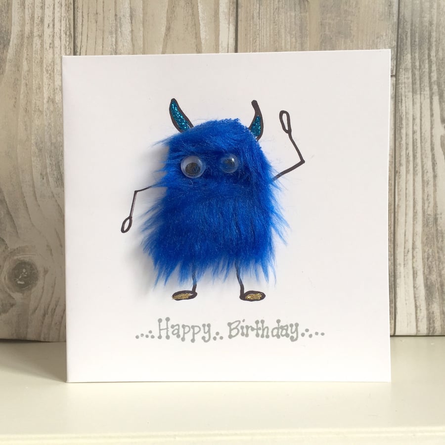 Birthday card - fun furry mini-monster 