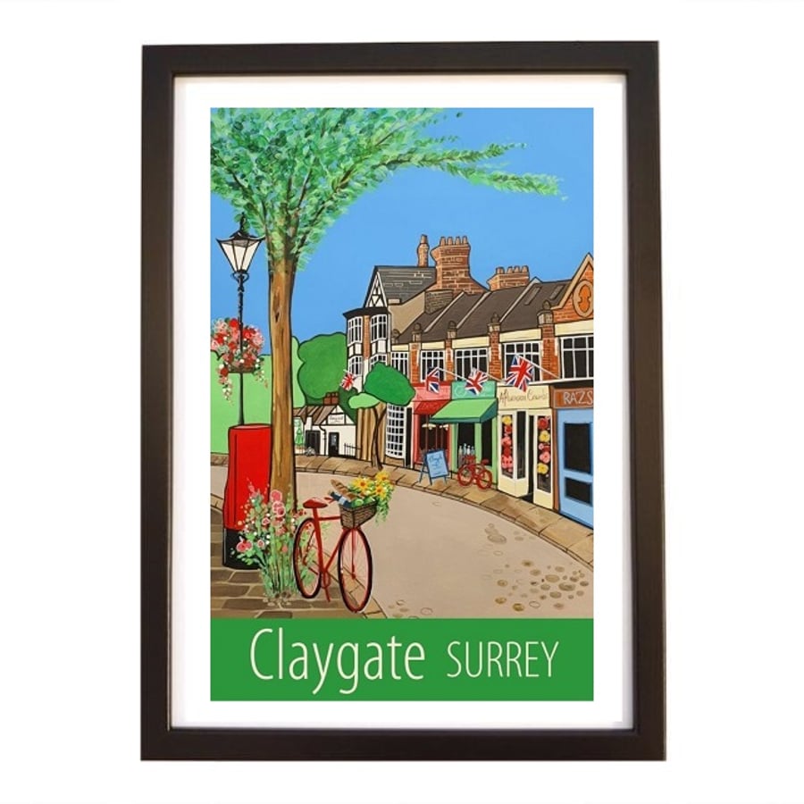 Claygate Surrey travel poster print by Susie West