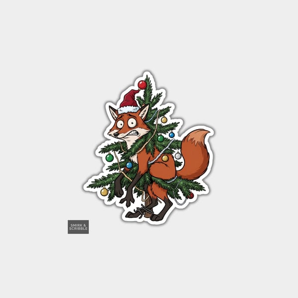 Unique Funny Christmas Sticker Xmas Decal For Adults - Fox