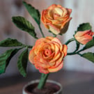  Sunlit Rose in Terracotta - Yellow Felt Bloom 