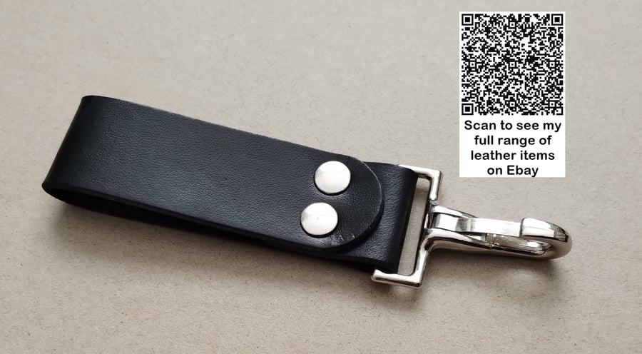 Leather Keyring Tactical Belt Dangler Spring Clip Hook Riveted