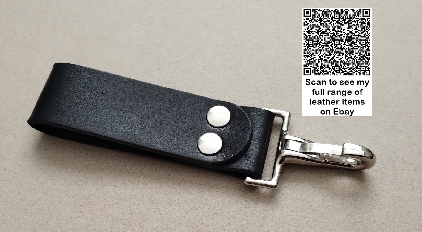 Leather Keyring Tactical Belt Dangler Spring Clip Hook Riveted