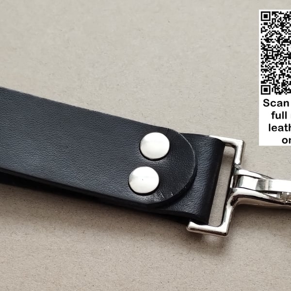 Leather Keyring Tactical Belt Dangler Spring Clip Hook Riveted