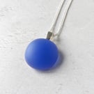 Periwinkle frosted glass pendant with chain