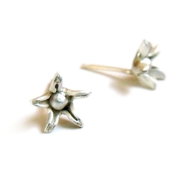 Carambol star fruit stud earrings in recycled sterling silver