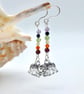 Rainbow Chakra Gemstone Earrings With Elephant Charms, Birthday Gifts For Her