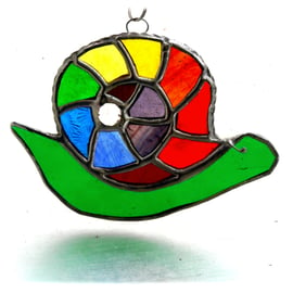 Snail Suncatcher Stained Glass Handmade Rainbow 014