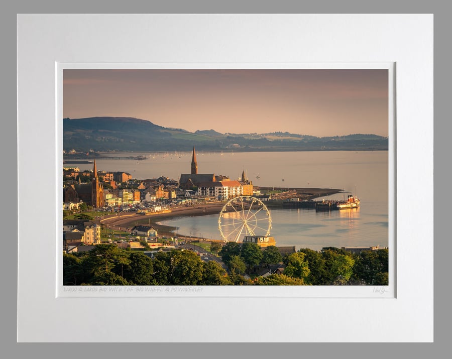 Largs, the Big Wheel and PS Waverley at sunset - A3 (50x40cm) Unframed Print