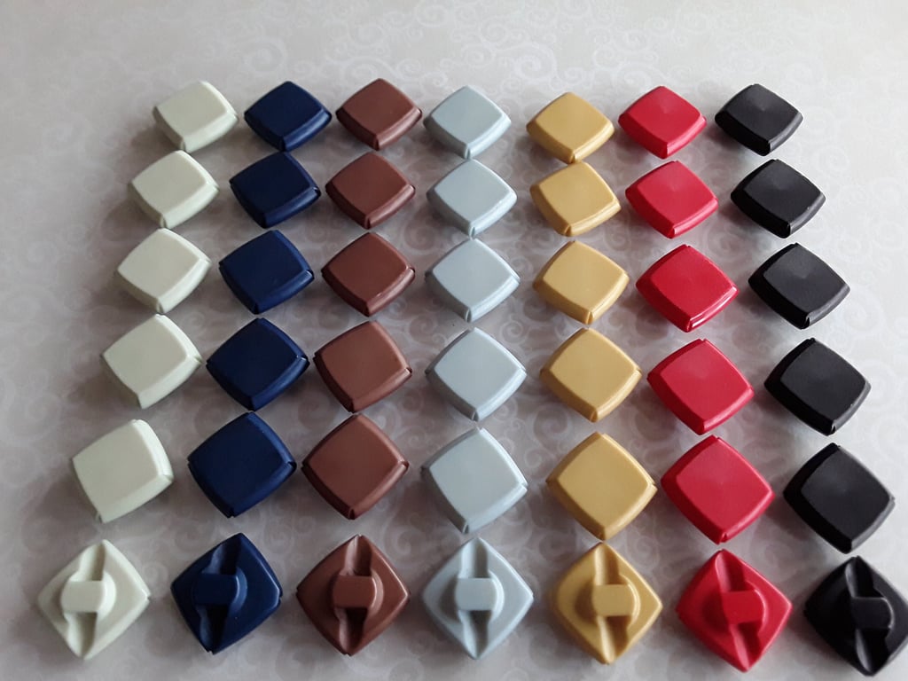 Vintage Casein square shank button 38L, 23.4mm 7 8" in 7 Colours x 5 Buttons