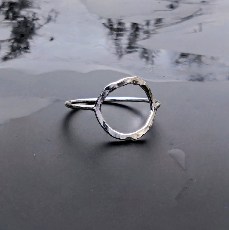 Hammered hoop ring -Wedding ring