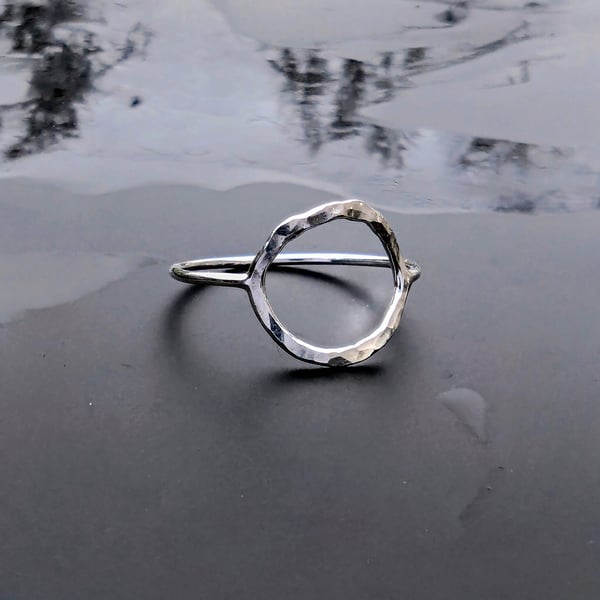 Hammered hoop ring -Wedding ring
