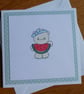 Bear Holding Watermelon Blank Card