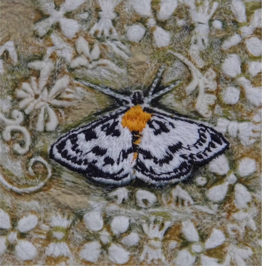 Magpie Moth - Original Embroidery Collage