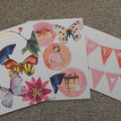 Pack of 3 birthday cards featuring butterflies and flowers