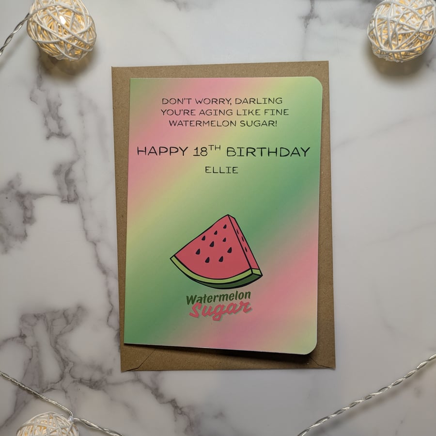 Harry Styles Birthday Card  Funny & Unique Greeting Card Watermelon Sugar