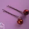 Bronze Potato Pearl Hair Grips (2), Pearl Bobby Pins