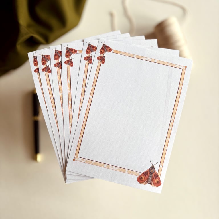 Autumn Moth Letter Writing Set — Laid Paper, 6 Sheets